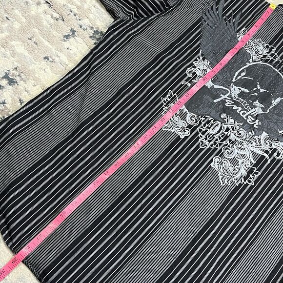 Fender Button Up Shirt Men's Long Sleeve Black Size XL Skull Wings Rock Guitar - Picture 8 of 12